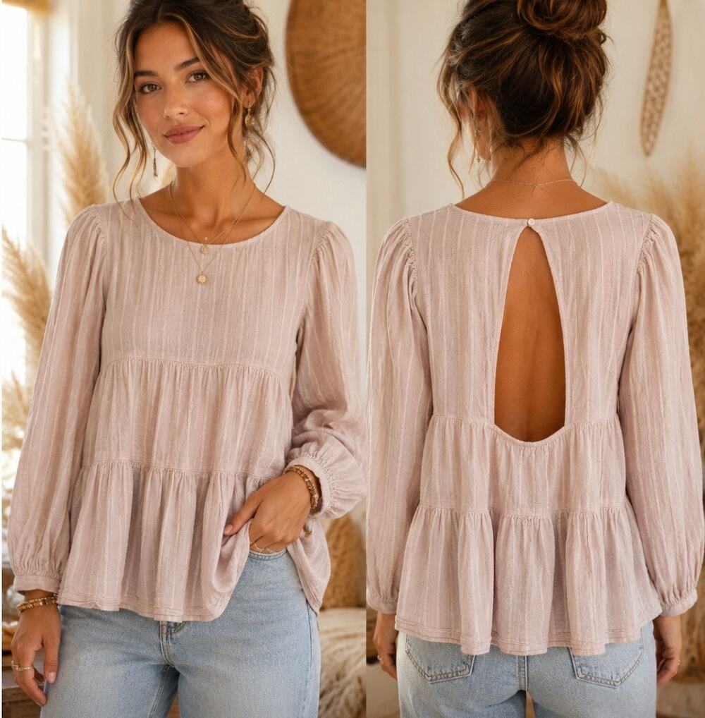 American Eagle Outfitters babydoll tiered blouse. Open Back
